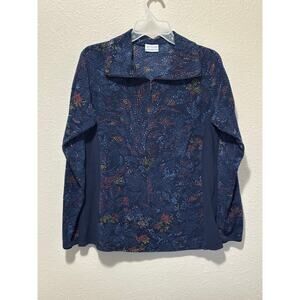 Women’s Columbia Arctic Air Navy Speckled Print 1/4 Zip Fleece Jacket, size XL